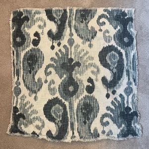 26x26 blue and cream Ikat throw pillow cover.